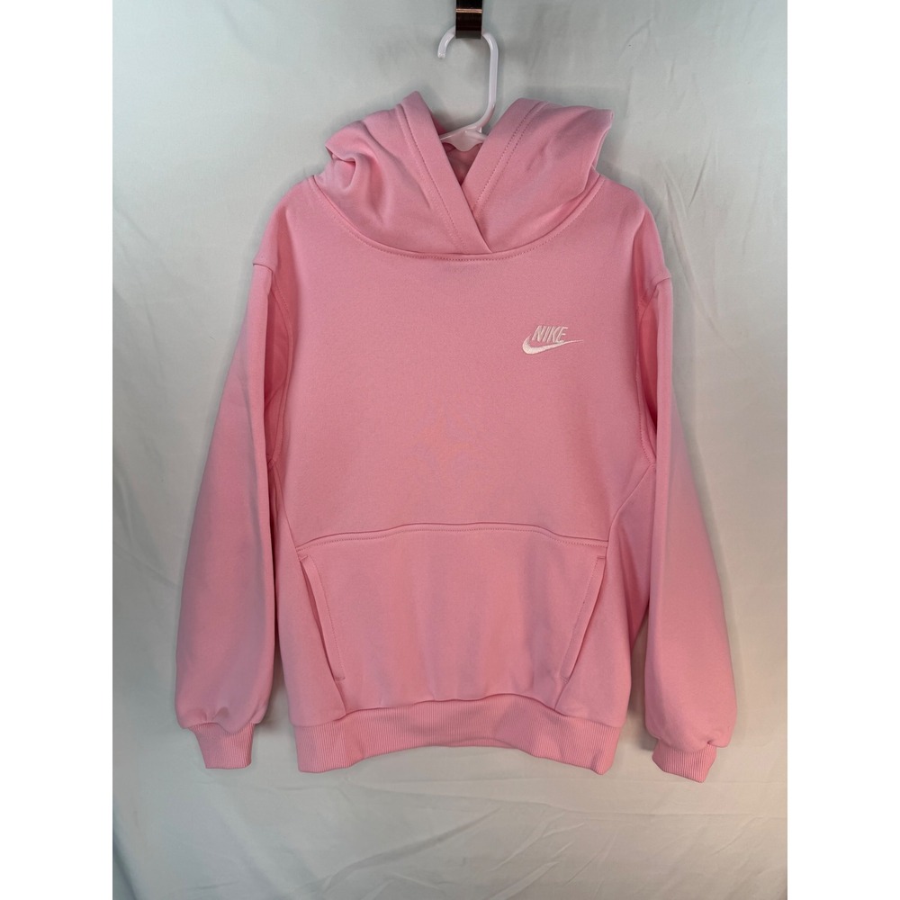 Nike Sportswear Club Fleece Hoodie Pink Salt Kids Medium Pullover Sweatshirt